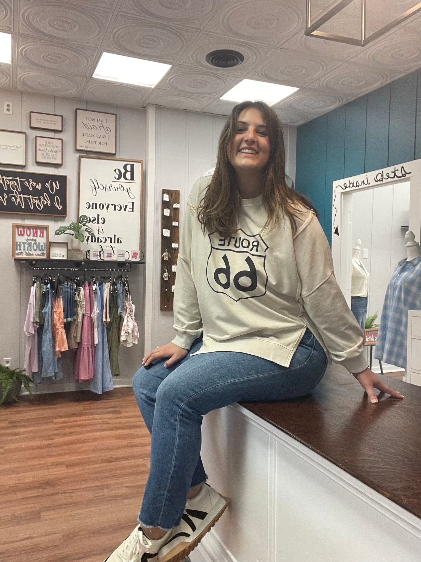 Route 66 Long Sleeve Knit Top