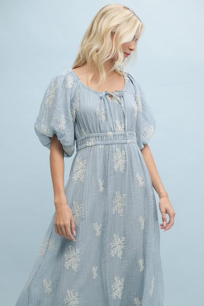Skye Floral Embroidered Midi Dress