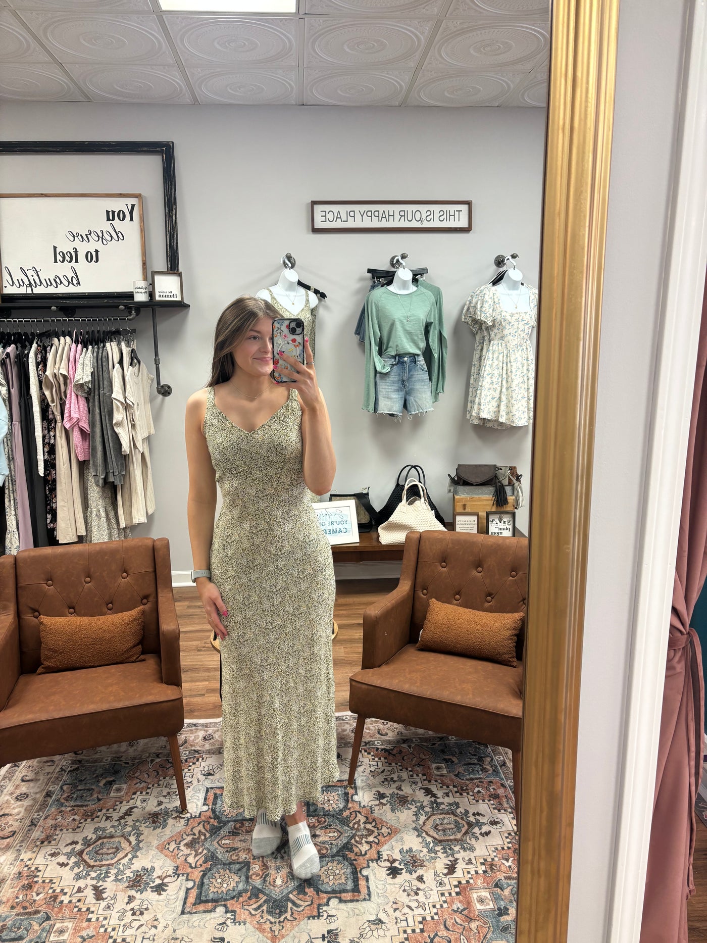 Ellison Silhouette Floral Print Midi Dress