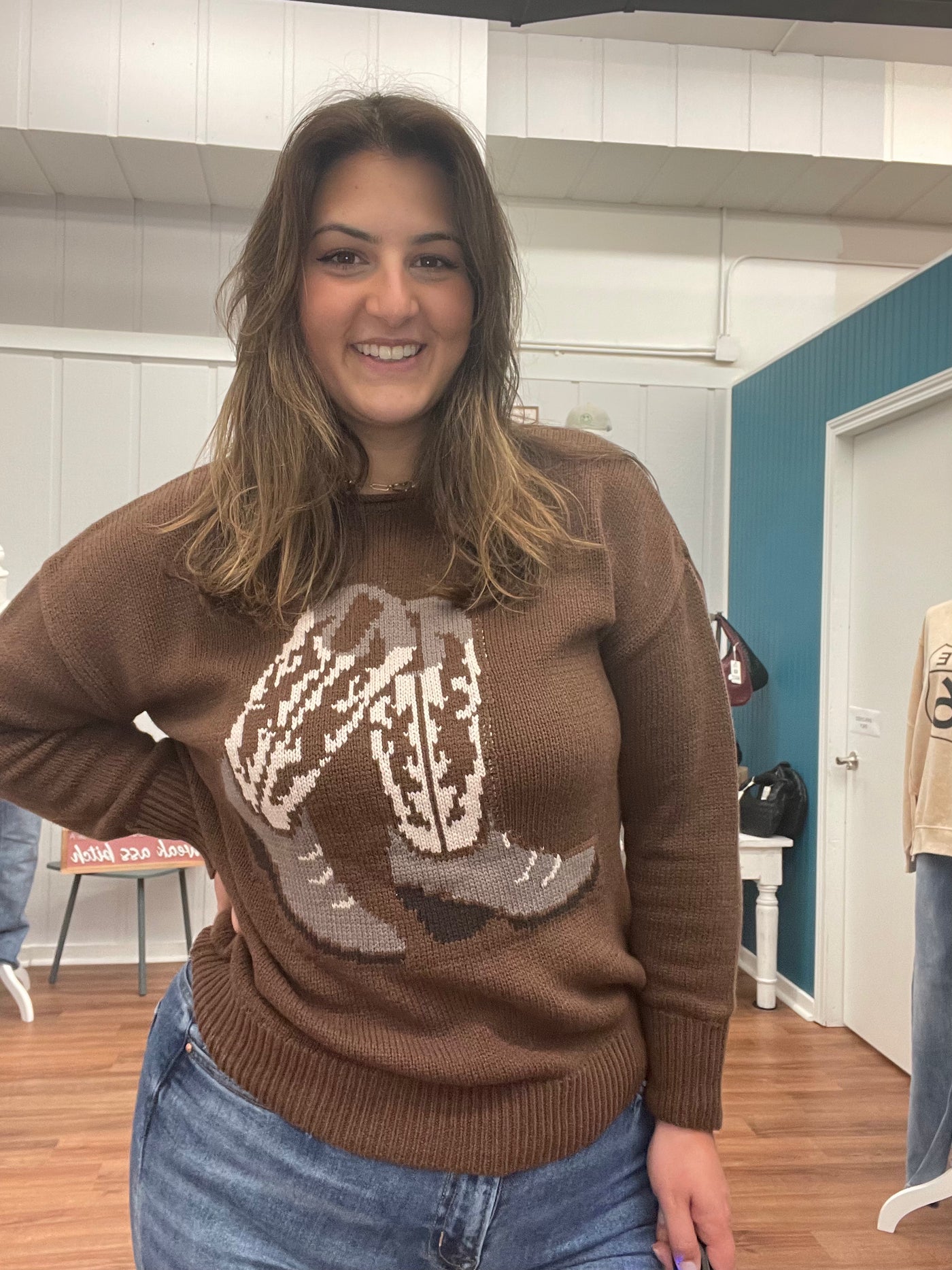 Boots Jacquard Knit Sweater