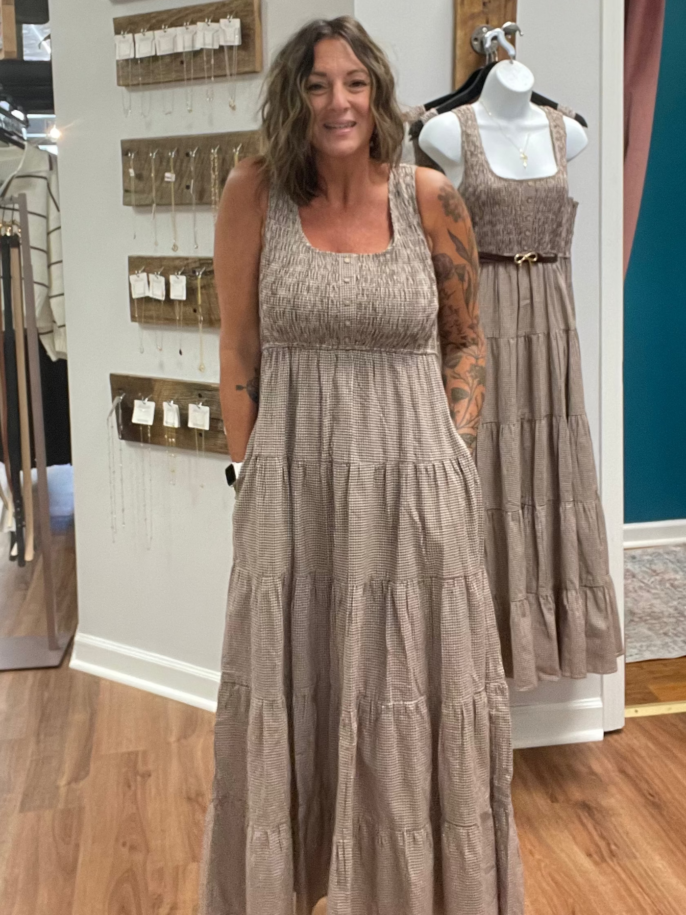 Charlie Plaid Tiered Midi Dress