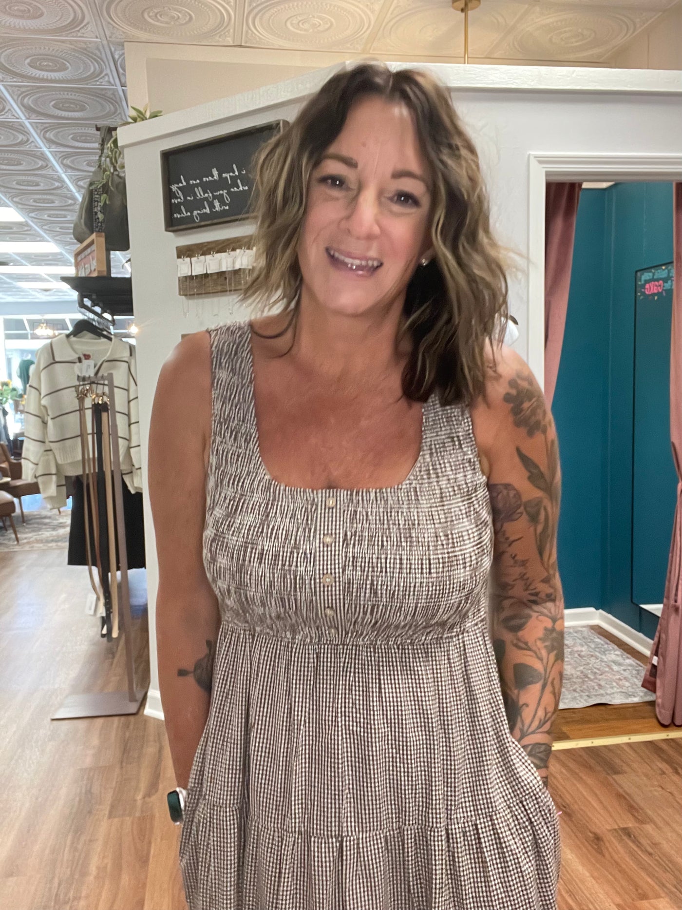 Charlie Plaid Tiered Midi Dress