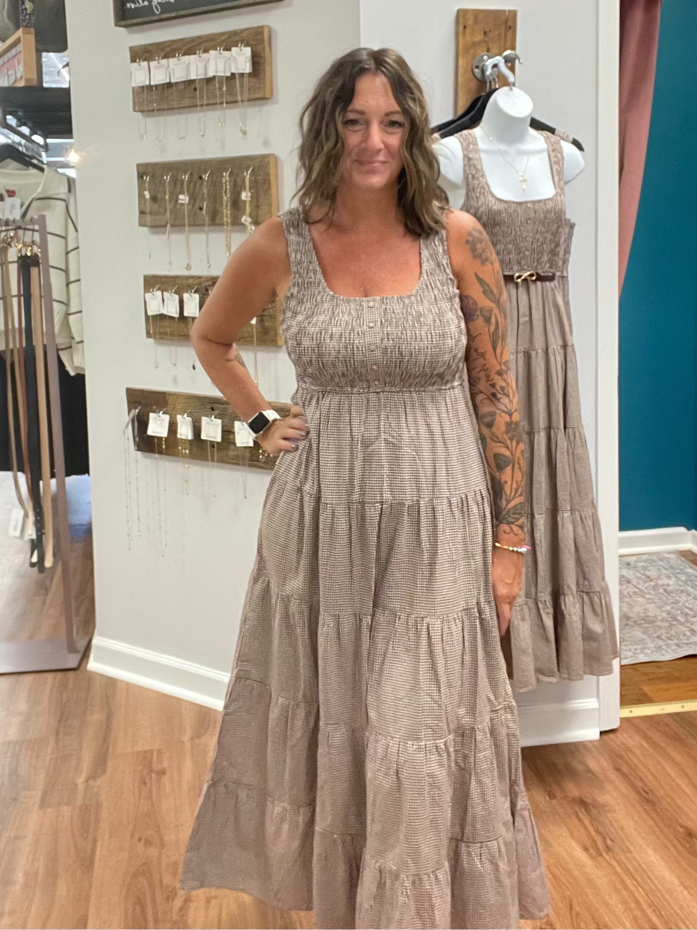 Charlie Plaid Tiered Midi Dress