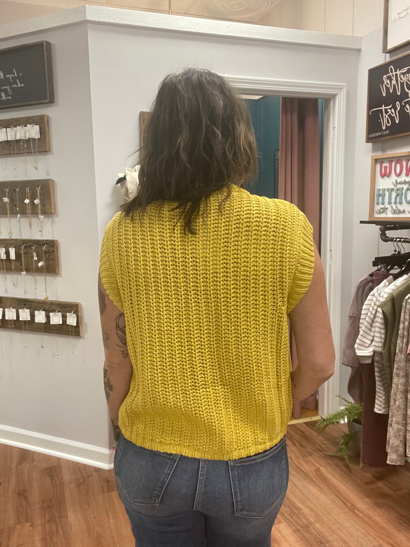 Elaine Crochet Knit Button Down Vest