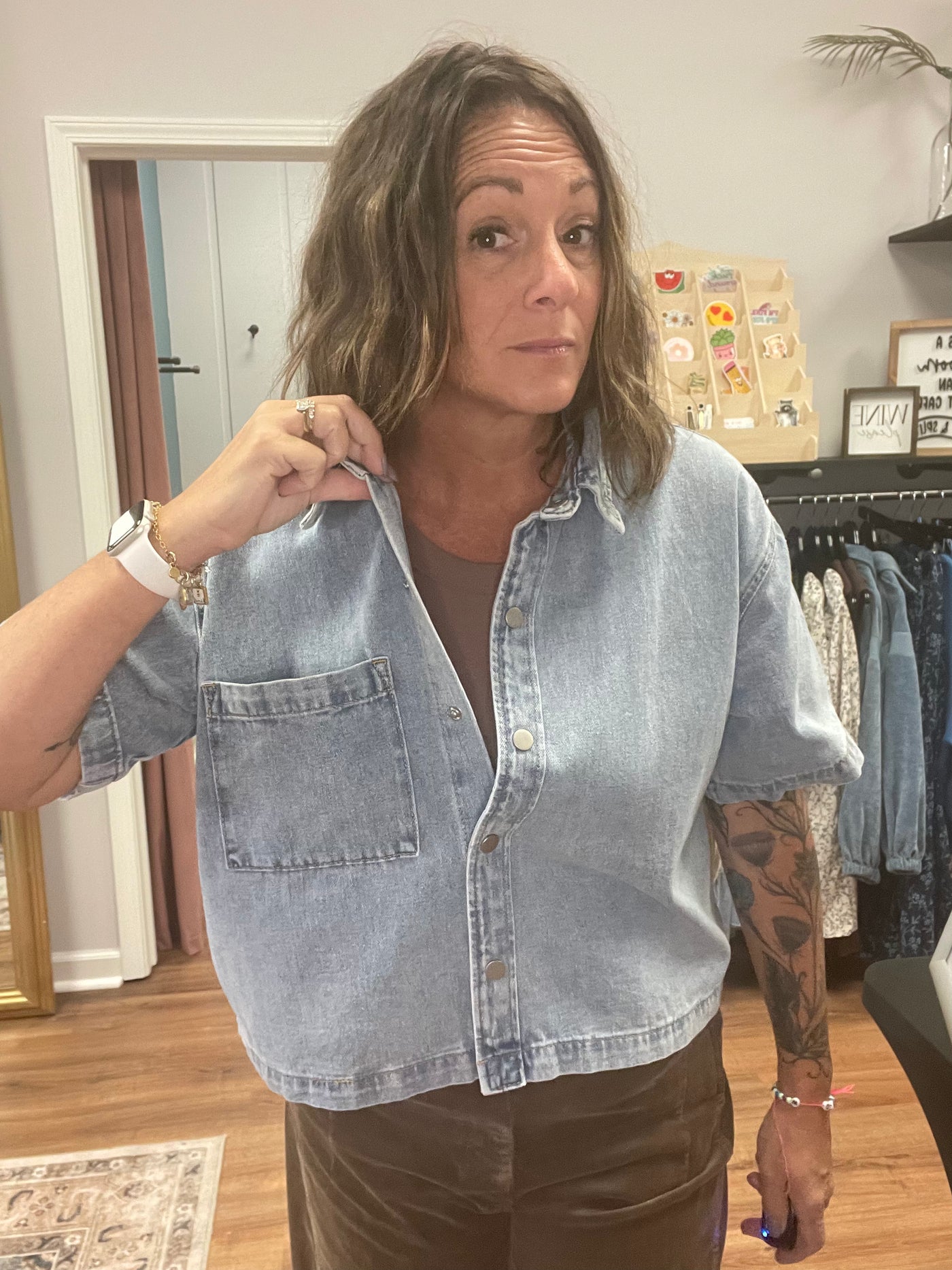 Brittani Boxy Denim Top