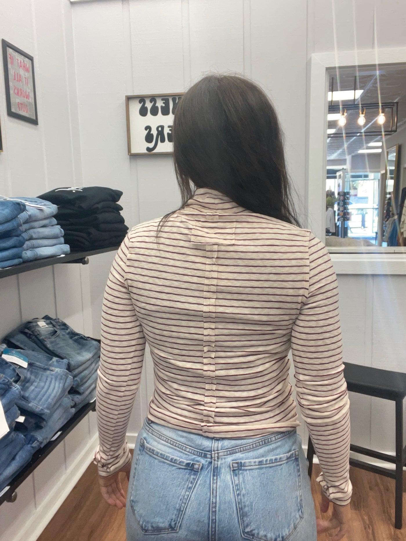 Alyssa Striped Turtleneck Top