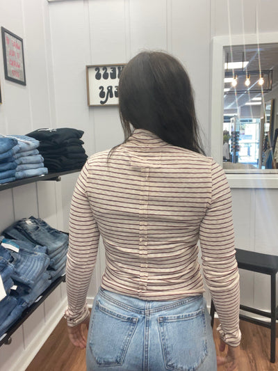 Alyssa Striped Turtleneck Top