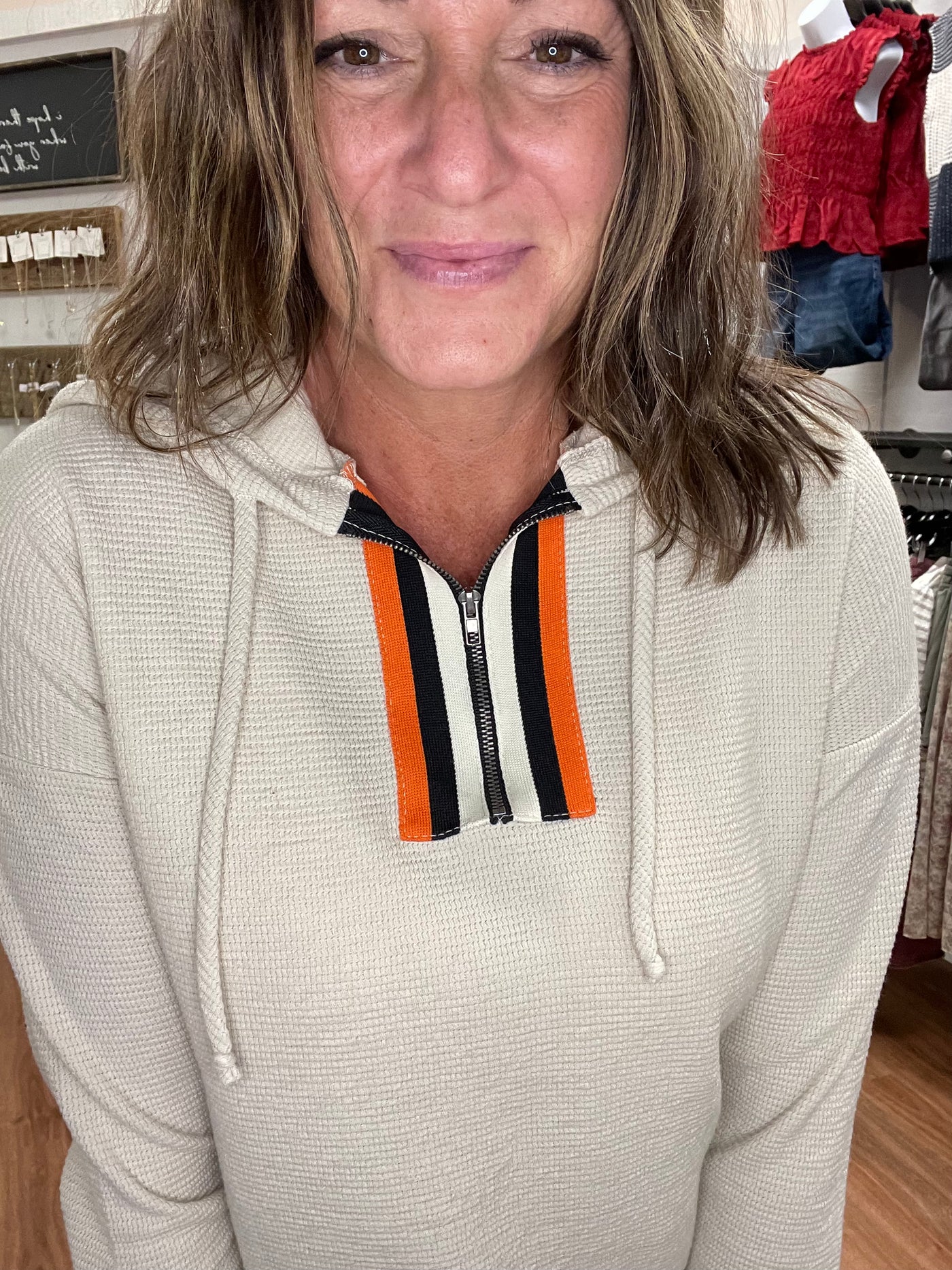 Lilly Varsity Half Zip Hoodie