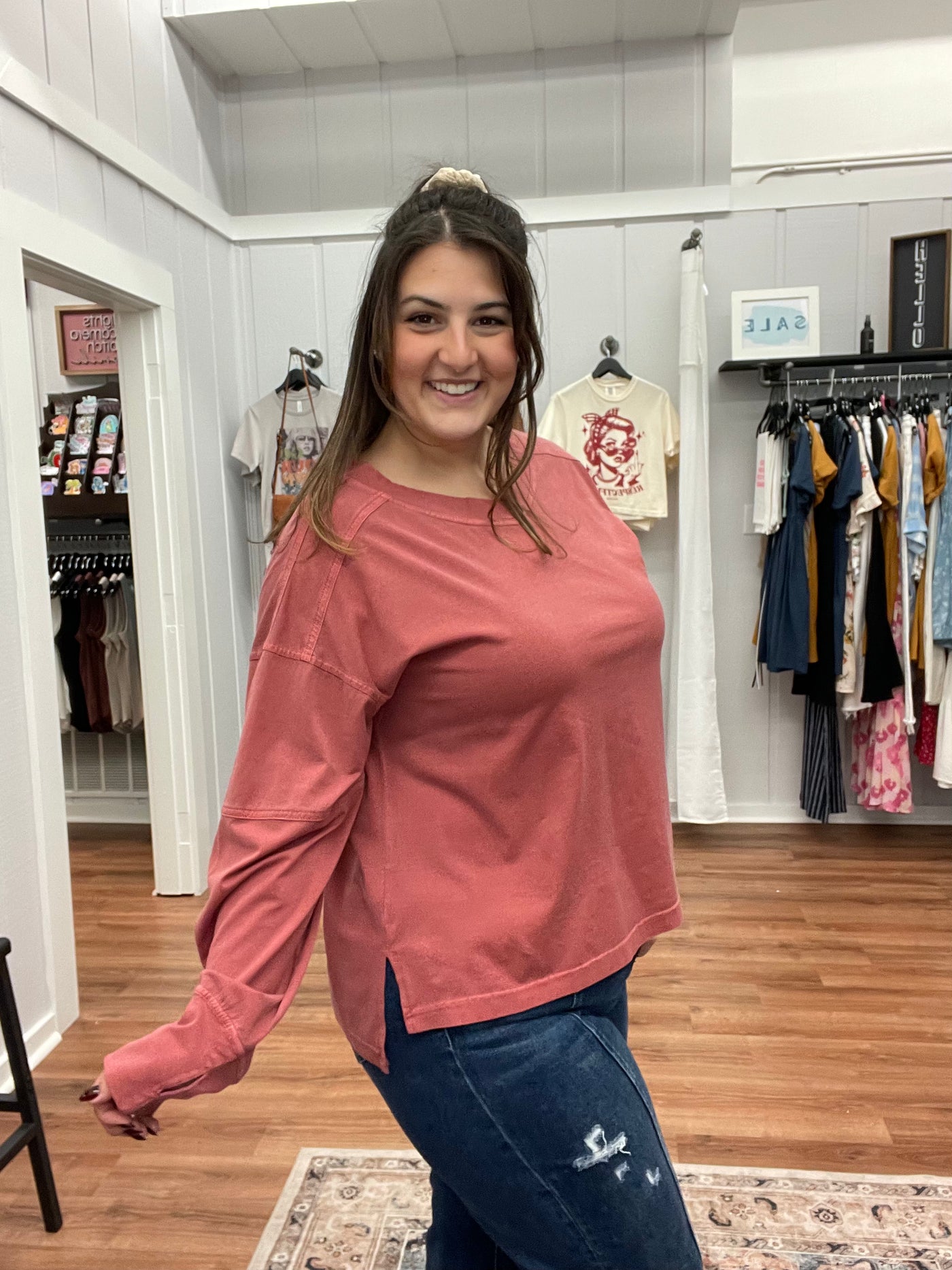 Abigail Vintage Washed V Neck Top
