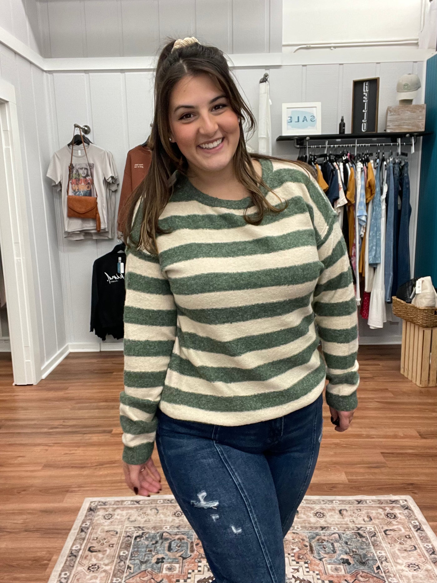 Brie Super Soft Striped Crewneck Sweater