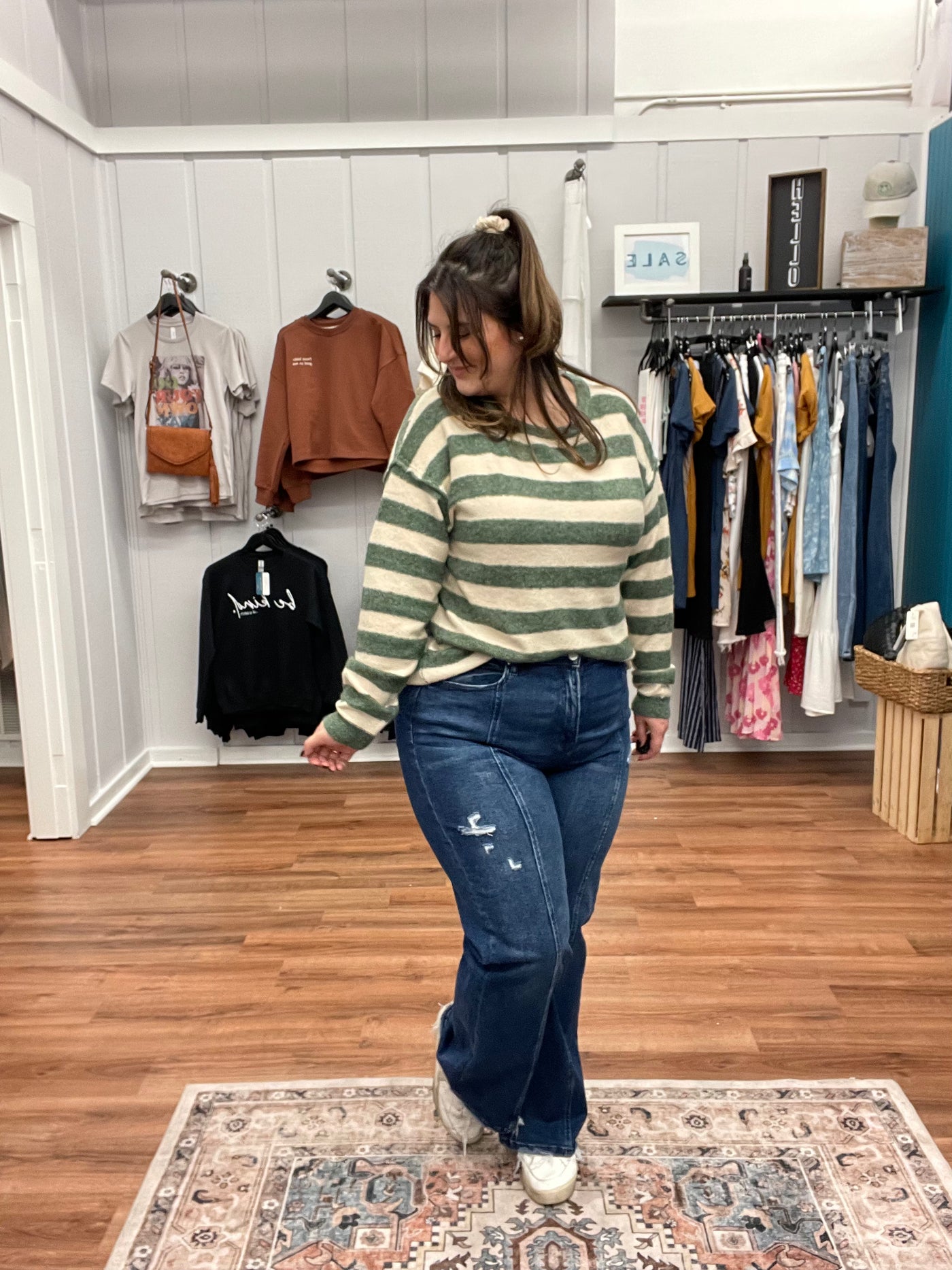 Brie Super Soft Striped Crewneck Sweater