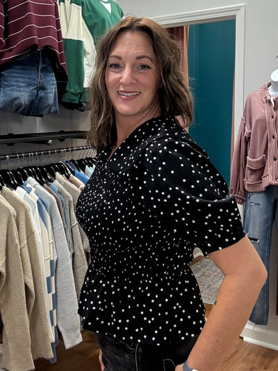 Crystal Collared Polka Dot Blouse