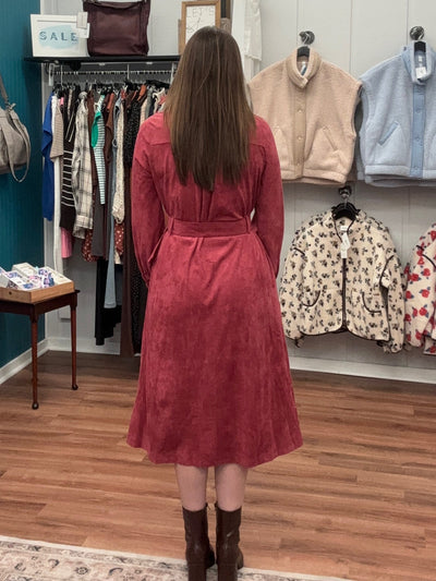 Elisa Suede Shirt Midi Dress