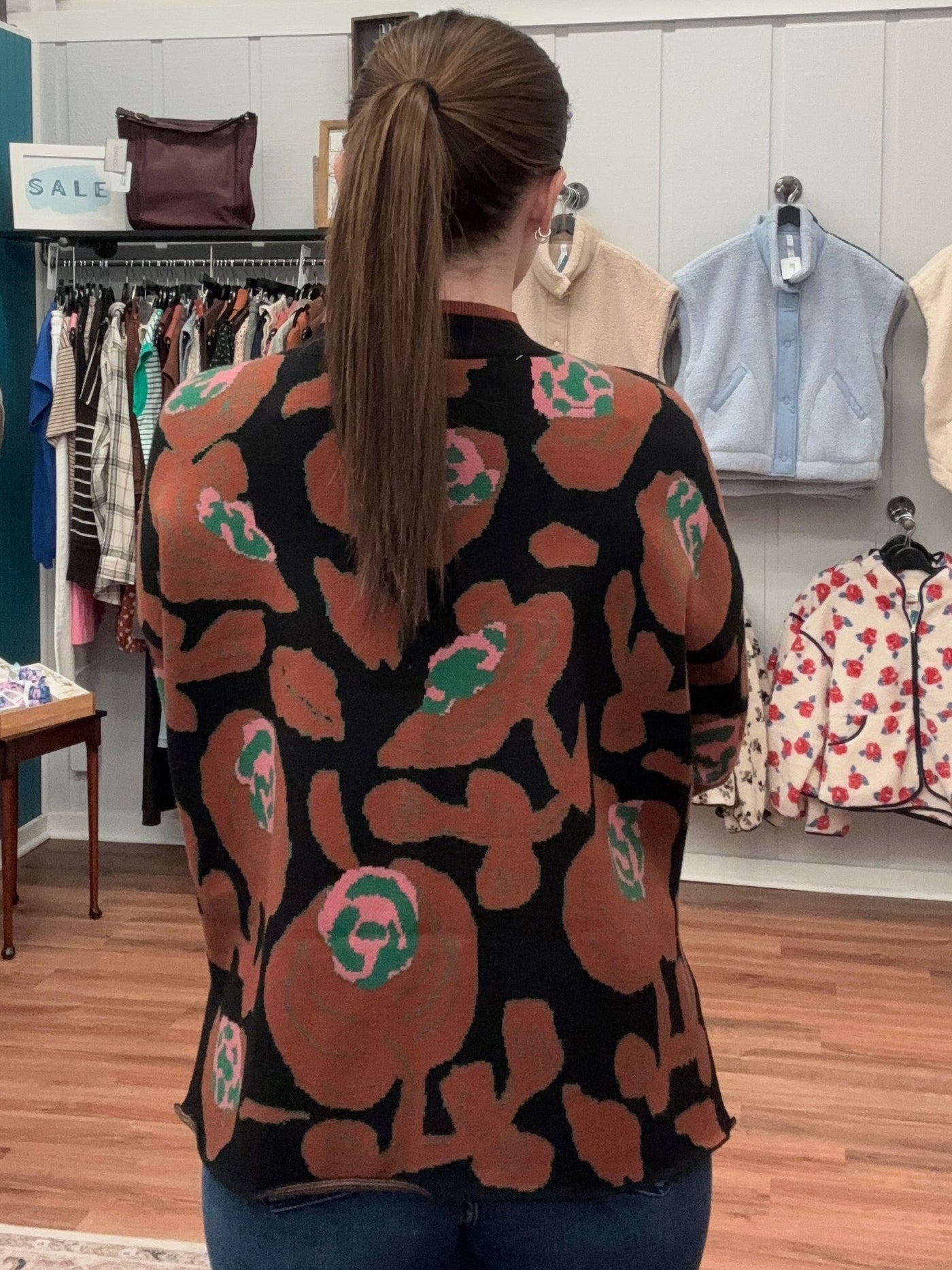 Adele Floral Pattern Mock Neck Sweater