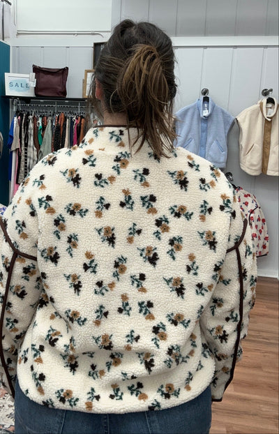 Jingle Oversized Printed Sherpa Jacket