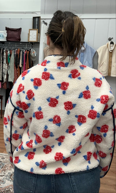 Jingle Oversized Printed Sherpa Jacket