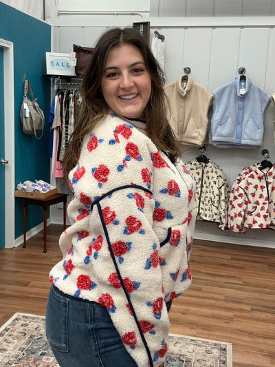 Jingle Oversized Printed Sherpa Jacket