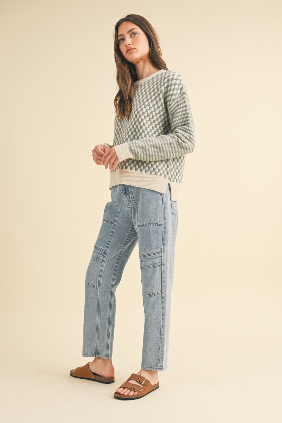 Checkmate Contrast Print Sweater