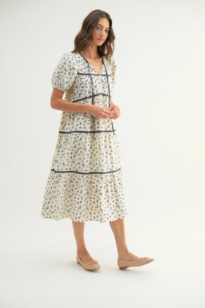 Gracie Piping Contrast Midi Dress