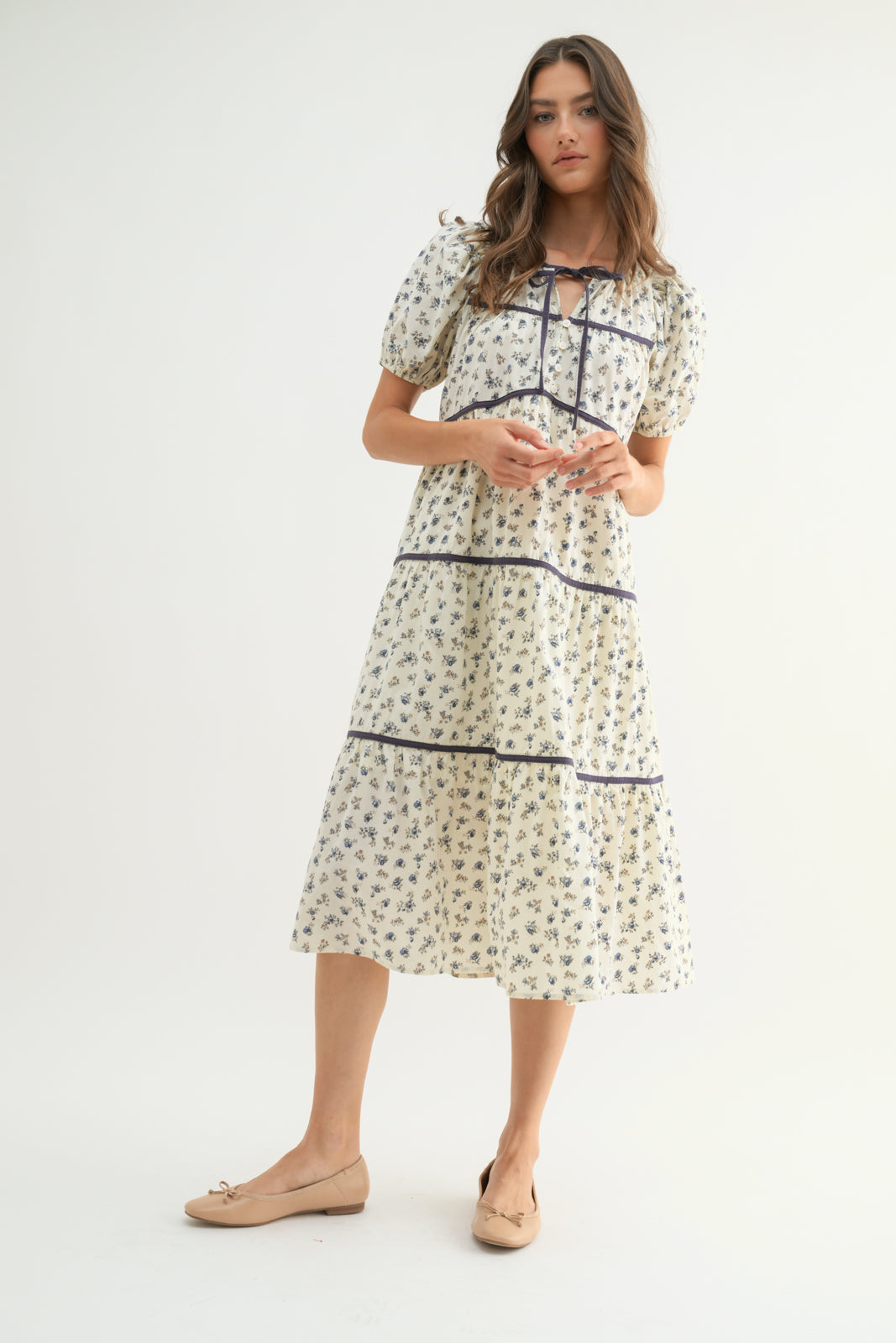 Gracie Piping Contrast Midi Dress