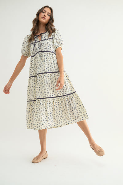 Gracie Piping Contrast Midi Dress