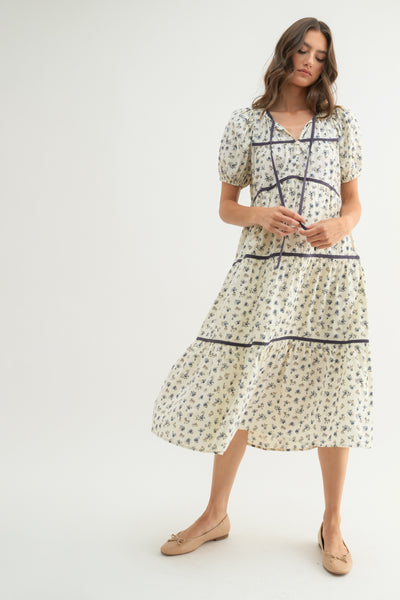 Gracie Piping Contrast Midi Dress