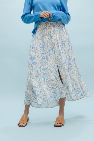 Crystal Floral Button Up Midi Skirt