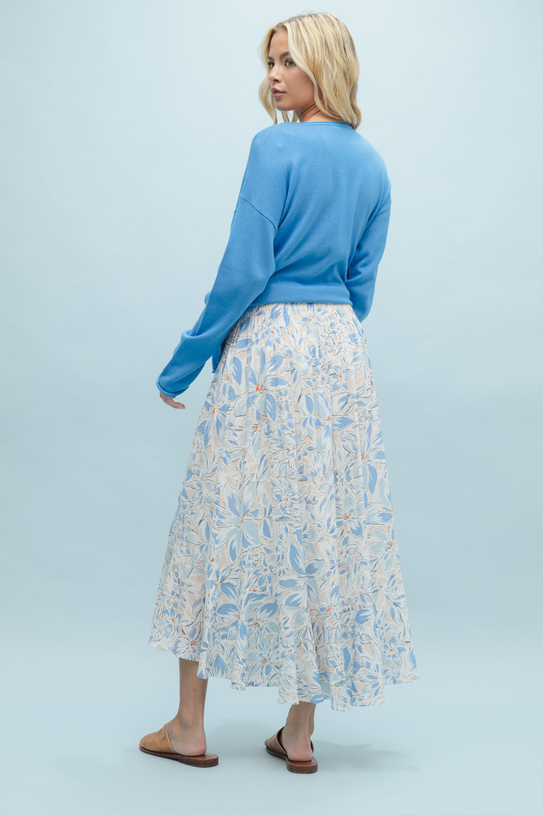 Crystal Floral Button Up Midi Skirt