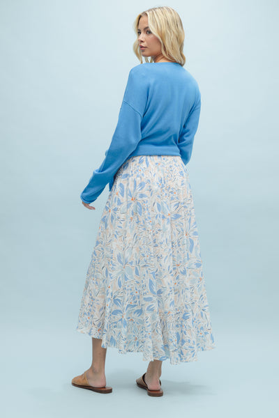 Crystal Floral Button Up Midi Skirt