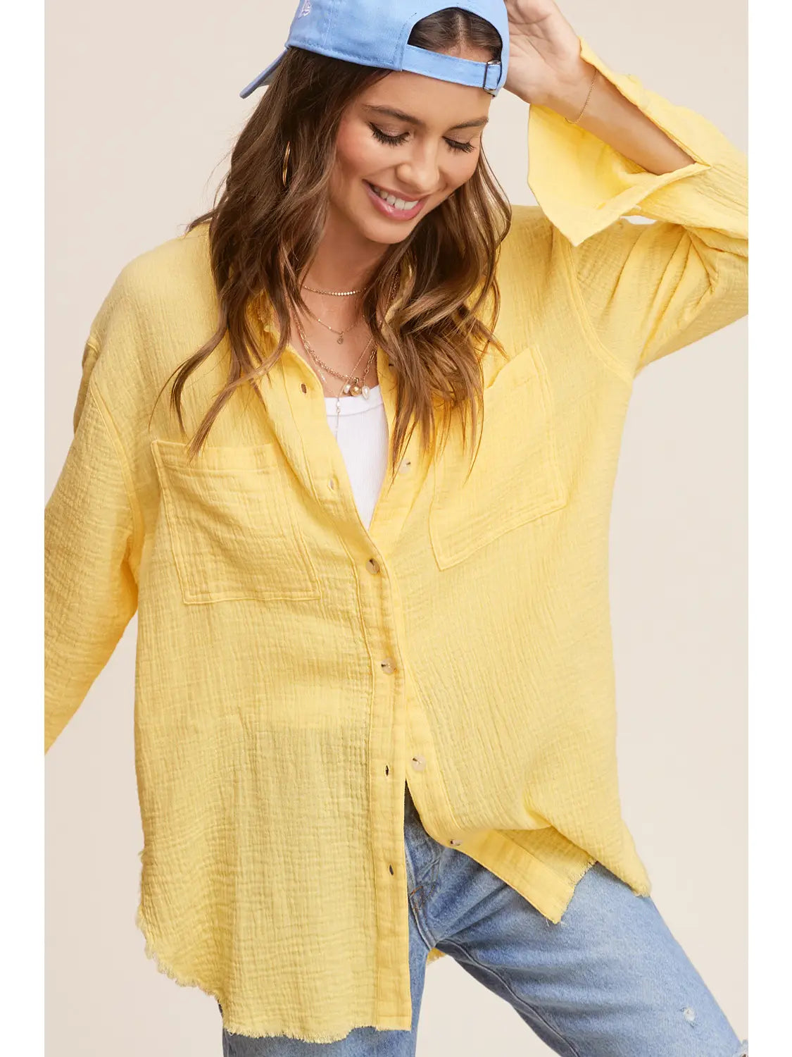 Callie Crinkle Button Down Shirt