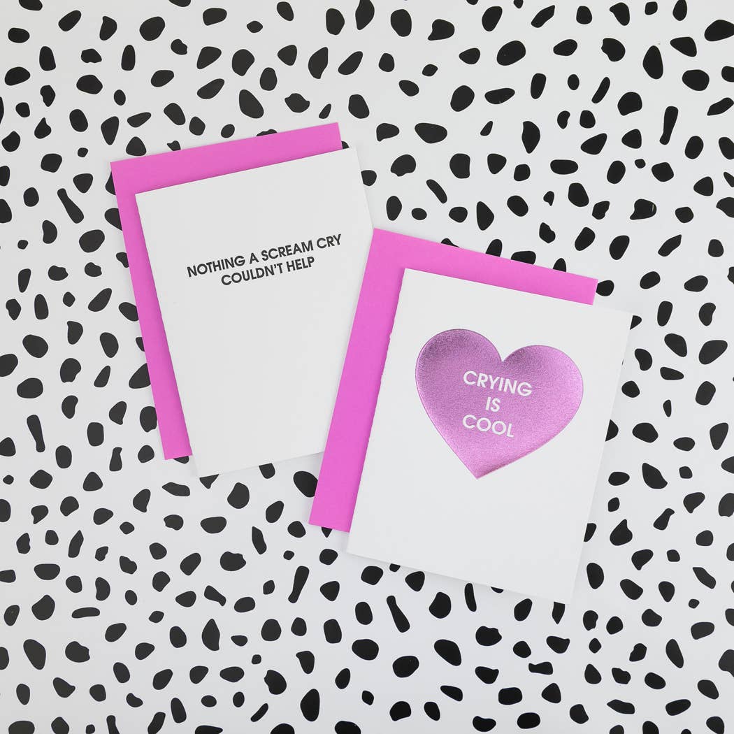 Chez Gagné - Crying Is Cool - Heart - Funny Sympathy Letterpress Card