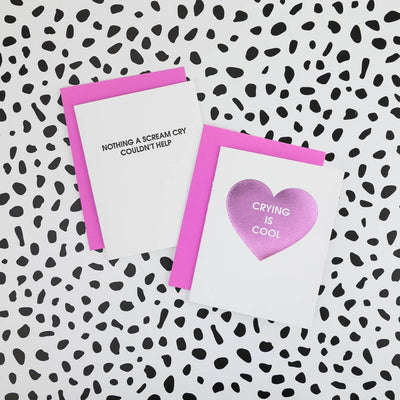 Chez Gagné - Crying Is Cool - Heart - Funny Sympathy Letterpress Card