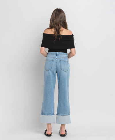VERVET by FLYING MONKEY - SUPER HIGH RISE CUFFED BAGGY STRAIGHT JEANS T6513: ENRAPTURE / 29