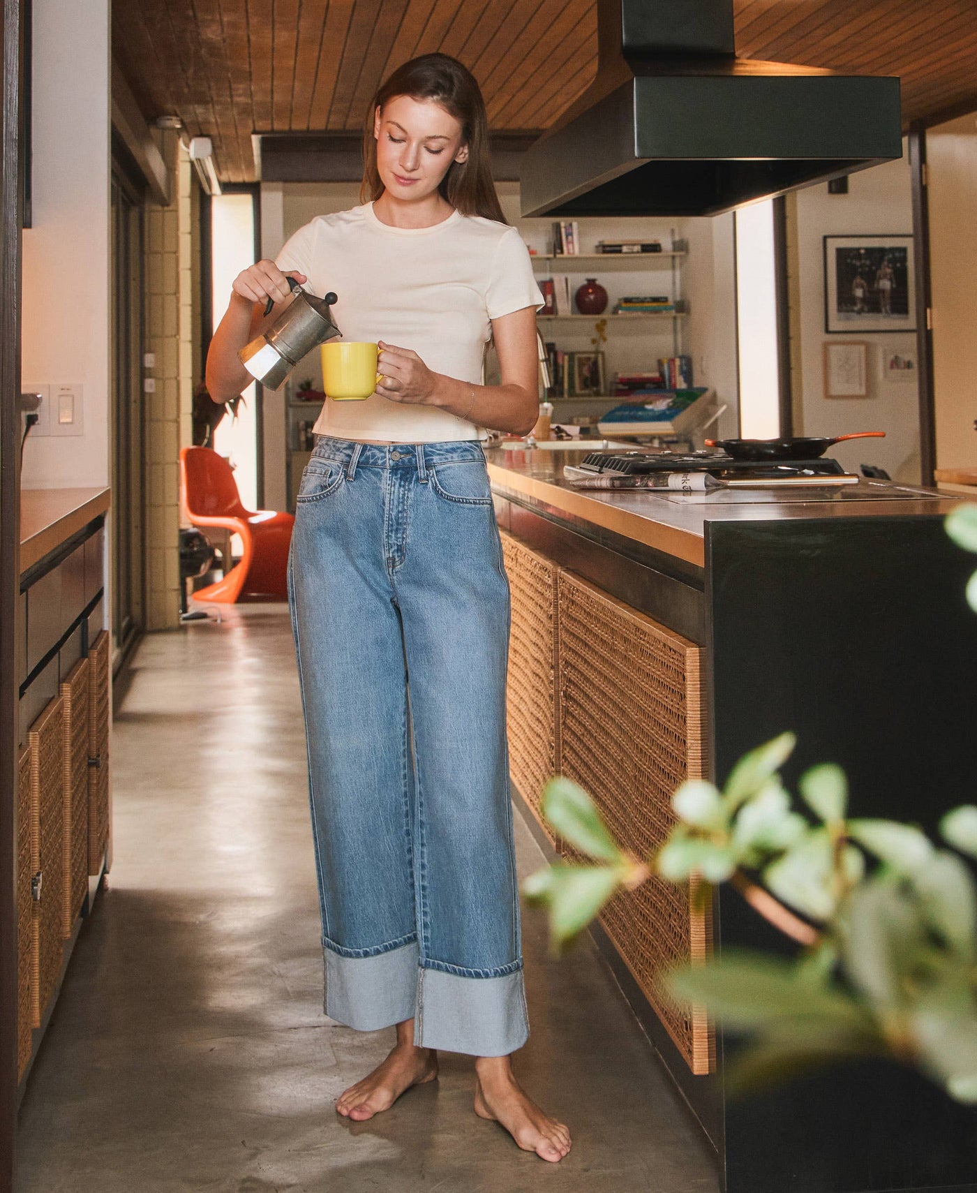 VERVET by FLYING MONKEY - SUPER HIGH RISE CUFFED BAGGY STRAIGHT JEANS T6513: ENRAPTURE / 29