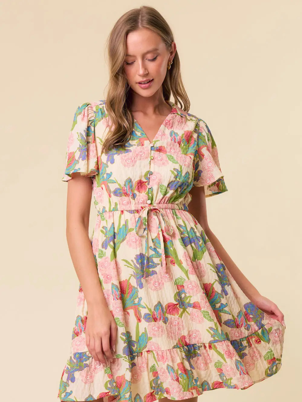 Belle Flutter Sleeve Mini Dress