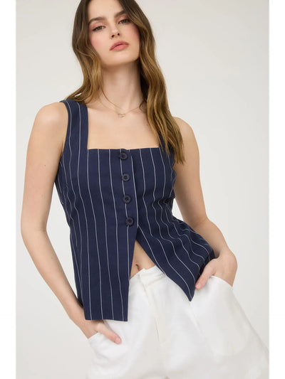 Asher Sleeveless Pinstripe Vest