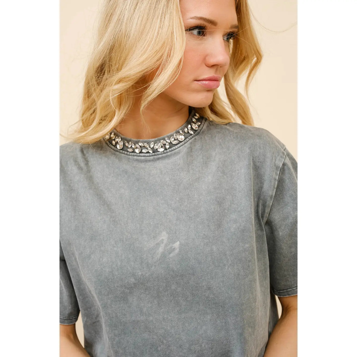 Rilee Rhinestone Vintage Wash Top