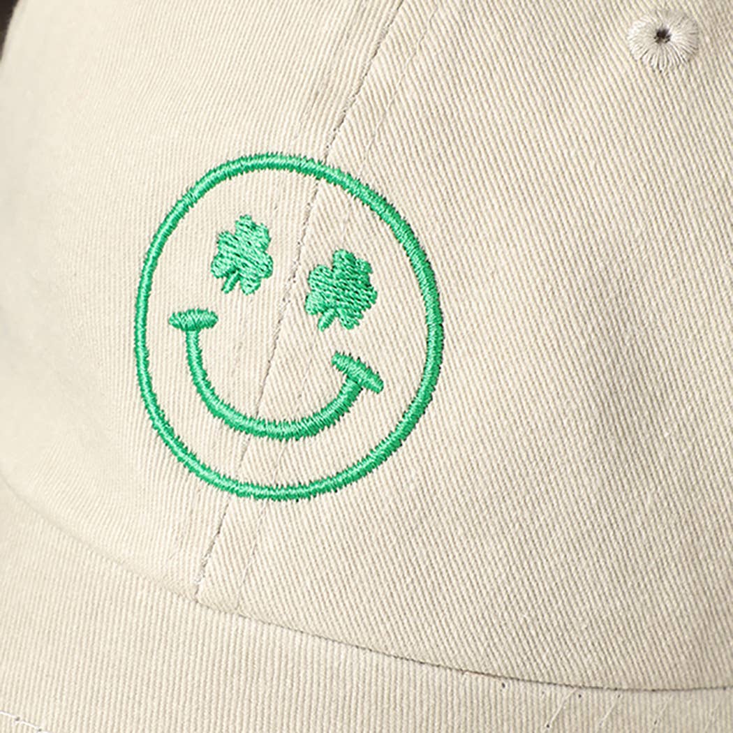 Clover Happy Face Embroidered Baseball Cap