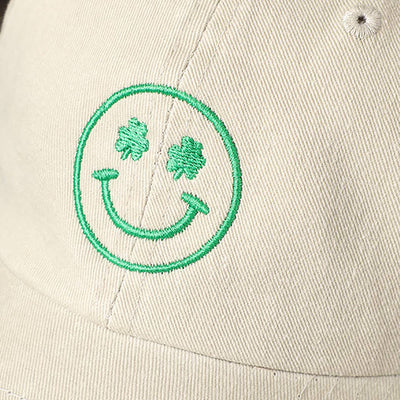 Clover Happy Face Embroidered Baseball Cap