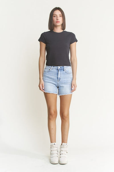 Pearl Super High Rise Denim Fray Short