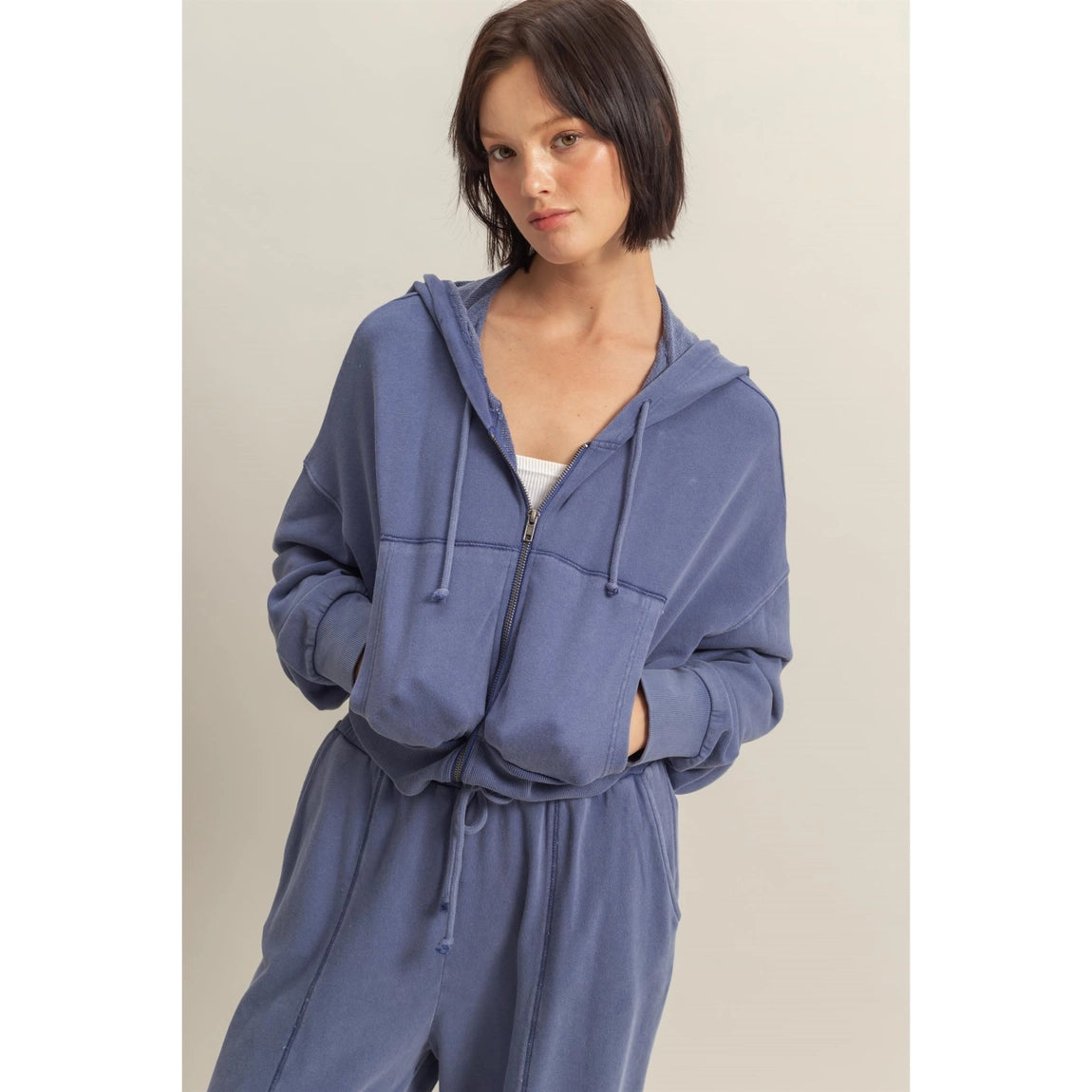 Stevie Cropped Zip Hoodie Sweatshirt