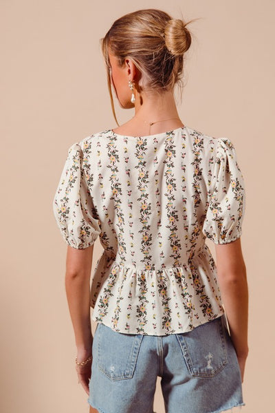 Lucca Floral Tie Front Blouse