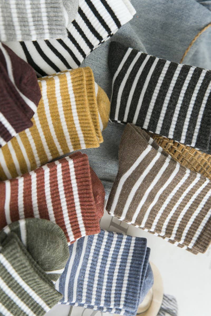 Stripe Pattern Cozy Ankle Sock