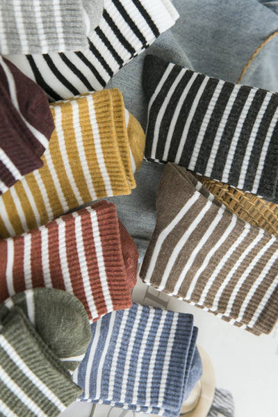 Stripe Pattern Cozy Ankle Sock