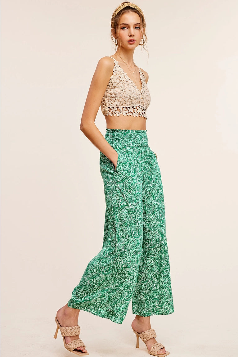 Elan Paisley Print Bottoms