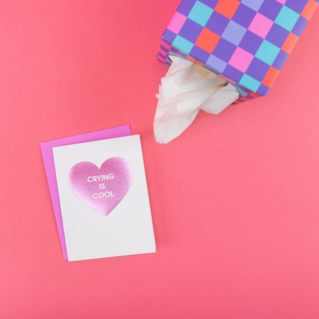 Chez Gagné - Crying Is Cool - Heart - Funny Sympathy Letterpress Card