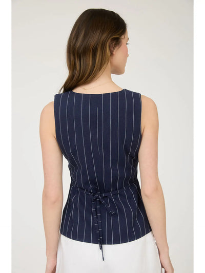 Asher Sleeveless Pinstripe Vest