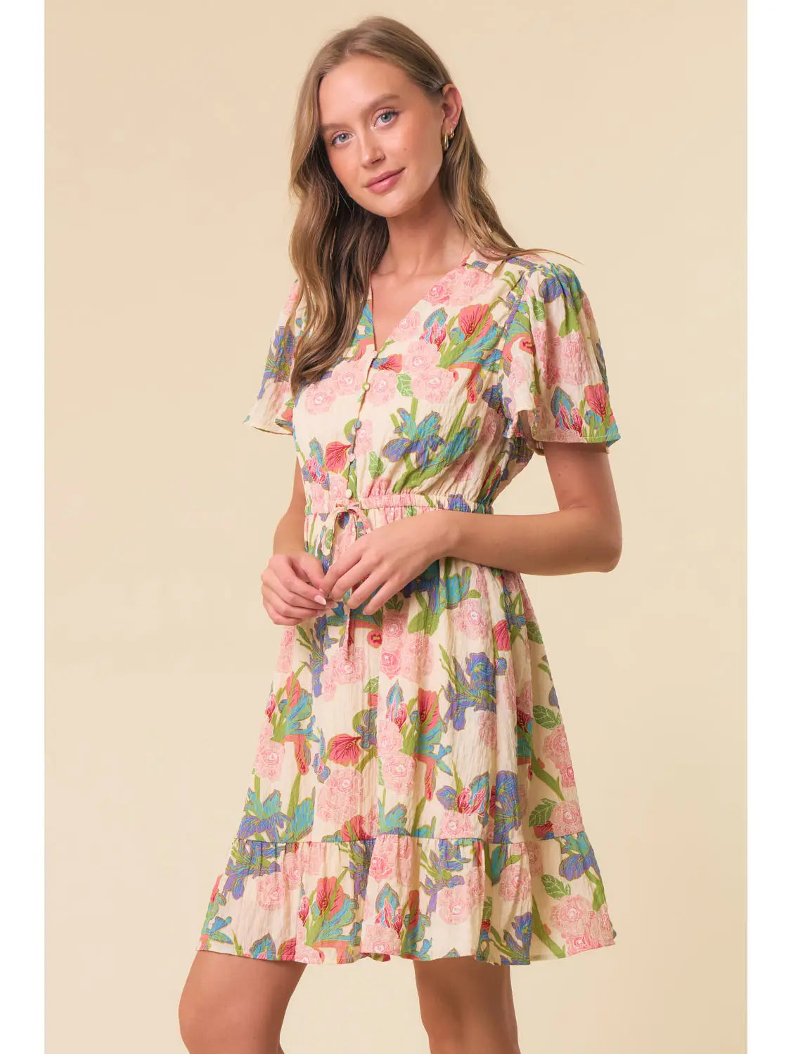 Belle Flutter Sleeve Mini Dress