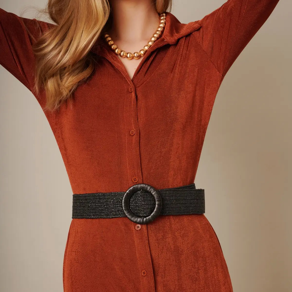 Avie Wide Straw Belt