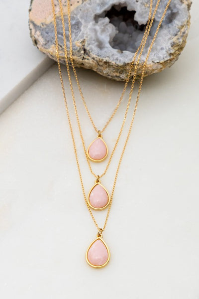 Three Layer Teardrop Stone Pendant